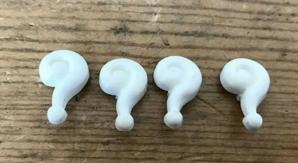Vintage Set Lot 4 60s 70s Riddler Question Mark Mod White Plastic Buttons 2.5cm